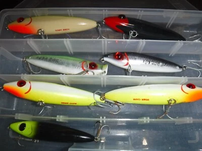 7 BOMBER and MIRRO LURE  TOP WATER LURES AND CASE - Image 1 of 2