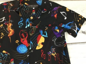 Via Ripatti Designs Men's Small Button Up Graphic Shirt Music Jazz Band Colorful - Picture 1 of 12