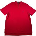 Polo Ralph Lauren Mens Polo Shirt XL Red Cotton Short Sleeve Pocket Black Pony