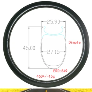 700C Road Bike Carbon Fiber Rims Clincher Disc or Basalt V Brake 28 32H 45X26mm - Picture 1 of 6