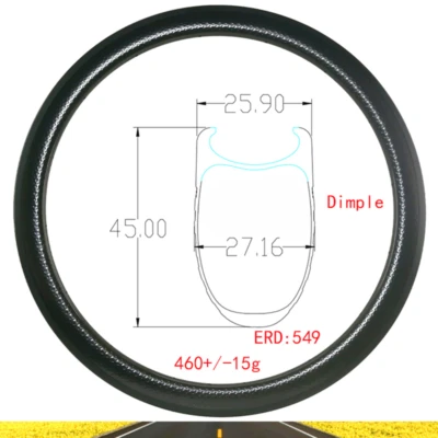 Bicicleta de carretera 700C llantas de fibra de carbono cubierta disco o basalto freno en V 28 32H 45X26 mm Foto 1 de 4