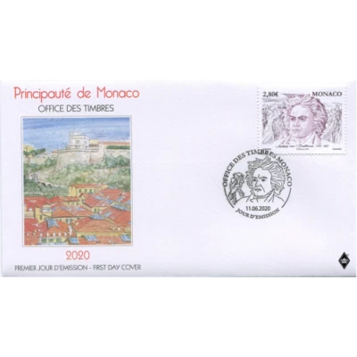 Monaco 2020 250TH ANNIVERSARY OF THE BIRTHE OF LUDWIG VAN BEETHOV FDC MNH - Image 1 of 2