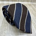 Craigmill Lambswool Neck Tie Brown Blue Diagonal Striped Made in Scotland