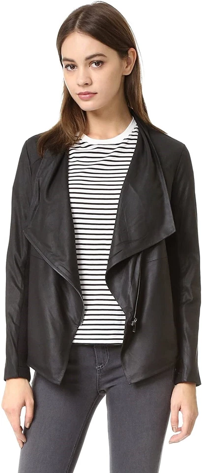 Chaqueta de cuero suave Kenrick negra talla pequeña BB Dakota 254633 para mujer Foto 1 de 3