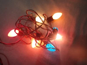 Vintage Christmas C7 String Light Set 7ct Multi Red Green Cord Tested - Picture 1 of 4
