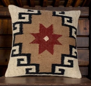 handmade Throw Pillow Jute kilim pillow cover Navajo south western cushion cover - Picture 1 of 4