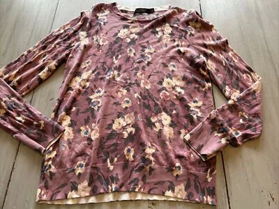 Suéter Ralph Lauren LRL Etiqueta Negra Púrpura Blanco Floral Talla L Mezcla Modal DEFECTUOSO Foto 1 de 4