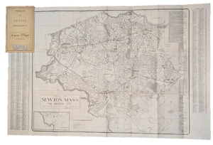 1938 NEWTON, Massachusetts MA Folding Map, Old Corner Book Store, ~ 34" x 21" - Picture 1 of 11