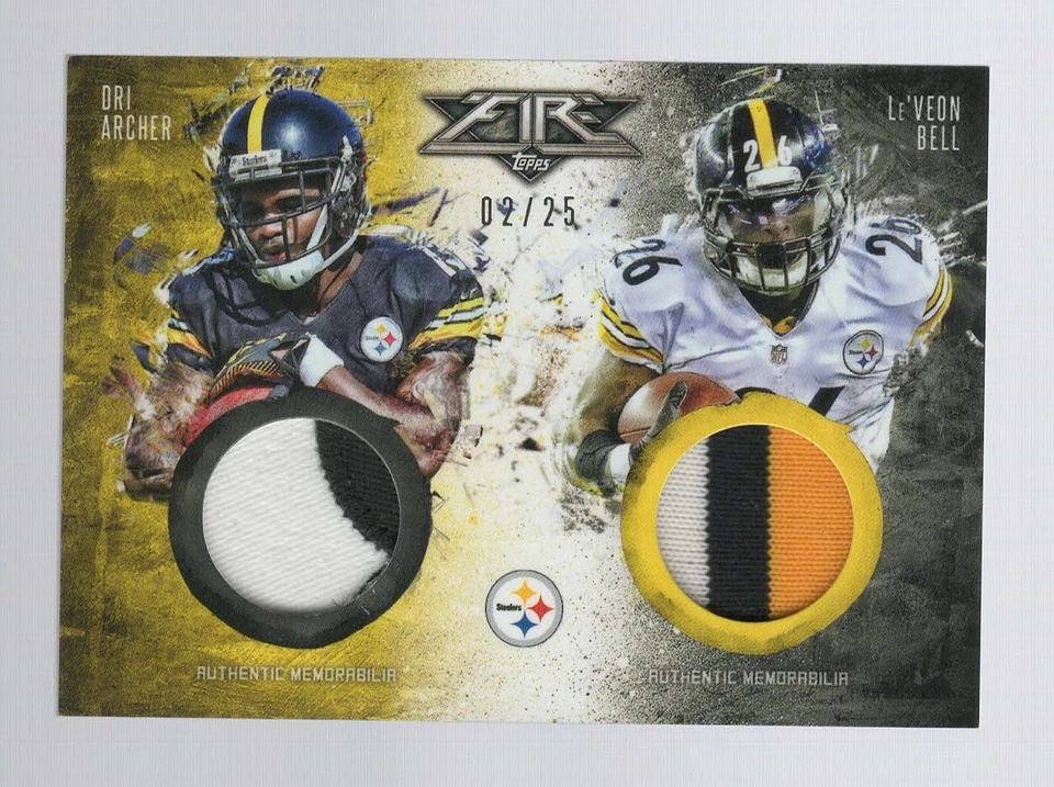 2014 TOPPS FIRE LE'VEON BELL & DRI ARCHER DUAL PATCH 2/25 MADE-STEELERS - Image 1 of 1