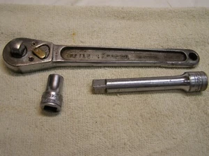 Vintage 1/2" Drive Snap On Ratchet 71 N w/ 5" Extension & 1/2" Socket All Workin - Picture 1 of 10