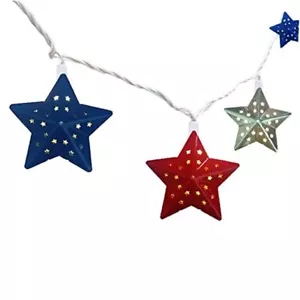 4th of July Decorations Red White and Blue Star Lights, 9.5Ft Patriotic String  - Picture 1 of 8