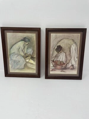 R C GORMAN Lote de 2 Impresiones Mujer con Chiles Mujer Molinillo de Maíz Firmado LEER Foto 1 de 4