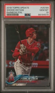 2018 TOPPS UPDATE RAINBOW FOIL #US189 SHOHEI OHTANI ROOKIE CARD PSA 10 MINT - Picture 1 of 2