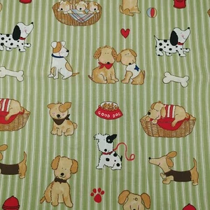 Lil Ones Cotton. Dog Stripe Dena Designs. 2006 Fabric Tradition Green 2 Yards - Picture 1 of 5