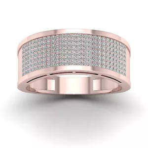 14k Rose Gold Round Cut 0.6Ct Diamond Wedding Band Ring Size 8 Clarity I2 - Picture 1 of 6