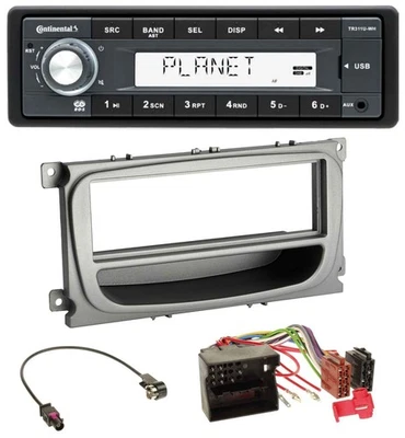 Continental USB MP3 AUX 1DIN Autoradio für Ford Focus Galaxy C-Max ab 2007 silbe - Bild 1 von 4