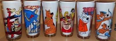*🔥 COMPLETE SET OF 6 1977 PEPSI HANN BARBERA GLASSES WITH SCOOBY-DOO!   - Image 1 of 2