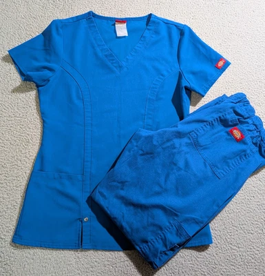 Conjunto de Top Médico y Pantalones Dickies Para Mujer Azul Manga Corta/Talla S Pequeño  Foto 1 de 4