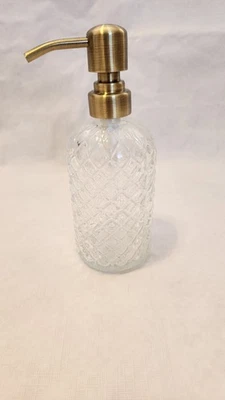 Diamond Cut Glass and Brushed Gold Soap Dispenser - Image 1 of 2