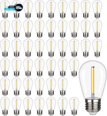 48 Pack S14 LED String Light Bulbs, 1W Shatterproof & Waterproof Outdoor Indoor - Image 1 of 4