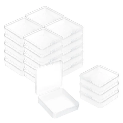 Mini caja de contenedores de plástico transparente de 24 piezas, estuche de plástico con soporte cuadrado de 3,7" x 3,7" Foto 1 de 4