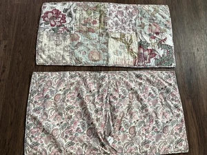 Pottery Barn King Pillow Shams Set of 2 Floral Patchwork Quilted Reversible - Picture 1 of 11