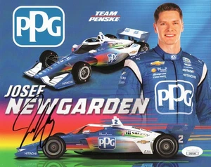 Foto autógrafa firmada por Josef Newgarden INDY 500 Penske PPG 8x10 #2 con certificado de autenticidad JSA - Imagen 1 de 3