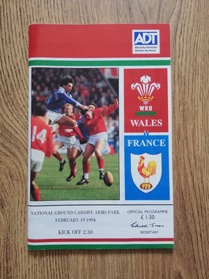 Wales v France Feb 1994 Rugby Programme - Image 1 of 2