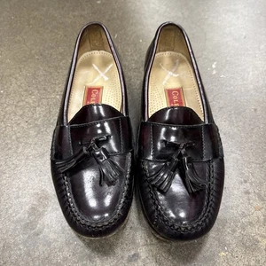 Vintage Cole Haan City Mens Size 8 Burgundy Brown Leather Tassel Dress Loafers - Picture 1 of 17