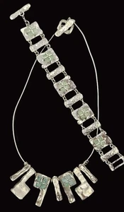 Luli Hammersztein Sterling Glass Abstract Modernist Necklace Bracelet Set 80s - Picture 1 of 10