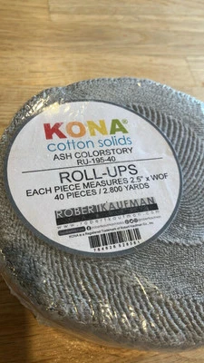 KONA Cotton Solids Fabric Roll-Ups Ash Grey - Image 1 of 3