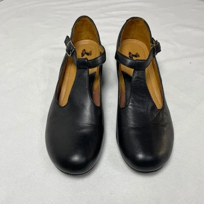 Womens Black Leather Mary Jane T-strap Wedge Heel 39 EU/8.5 US Timeless Classic - Image 1 of 4