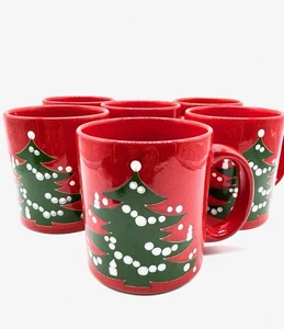 Waechtersbach Germany Christmas Tree Red Coffee Mug Set of 6 - Picture 1 of 9