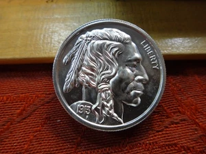 1913-D Piedfort Thick High Relief 1 Ounce .999 Silver Buffalo Nickel Tribute - Picture 1 of 5
