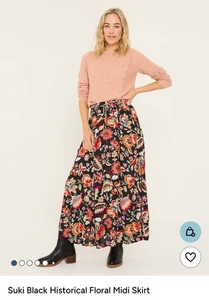 FatFace Suki Black Historical Floral Midi 16R skirt - BNWT RRP £49.50 - Picture 1 of 3