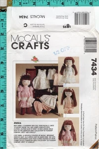 "Emma" ©1995 McCall's Crafts Sewing Dollmaking Pattern 7434 18" Doll + Clothes - Picture 1 of 3