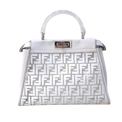 FENDI Peekaboo Regular 8BN290 White PVC/Leather Handbag #2605 - Image 1 of 4