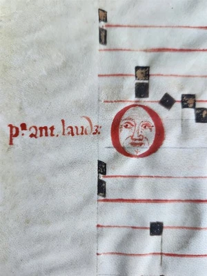 17th century ANTIPHONAL MANUSCRIPT on VELLUM ANTIQUE hand writing  - Image 1 of 4