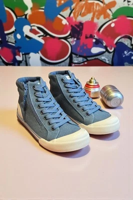 Rocket Dog Jazzin Hi Bondi Women’s Blue Denim High-Top Trainers RRP: £60 UK 5