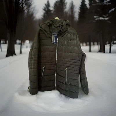 NWT US Polo Assn Puffer Outdoor Jacket Poly-shell-lined-fill zip off Hood Sz L - Image 1 of 4