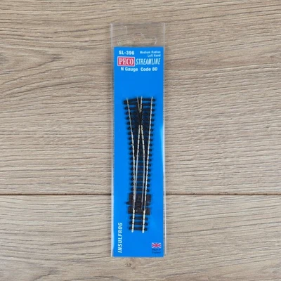 Peco SL-396 Medium Radius Left Hand Point Turnout Code 80 N Gauge Insulfrog New - Image 1 of 4