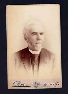Tarjeta de gabinete de retrato de finales de 1800, retrato de caballeros, foto marrón, Albany, Nueva York - Imagen 1 de 2