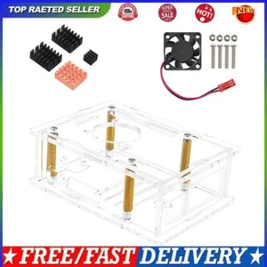 For Raspberry Pi 5 Acrylic Case Aluminium Heatsink with Cooling Fan (model C) - Photo 1/12