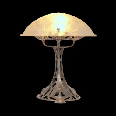 Unique Art Nouveau Table Lamp "TIN GARDEN" WMF Collector's Item 1900 Table Light - Image 1 of 4