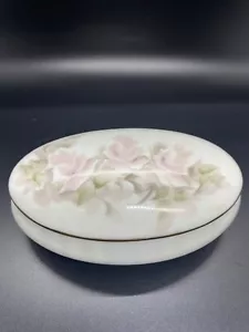 Vintage Limoges Frankreich Porzellan Rose ovale Schmuckschatulle Marilyn Brinks signiert - Bild 1 von 4
