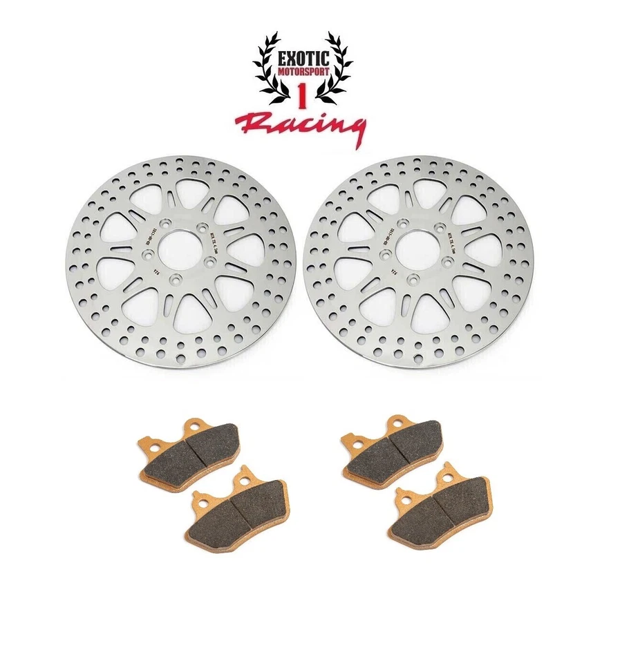 Harley front rear brake disc rotors and Pads Softail Fatboy Heritage Dyna - Imagen 1 de 4