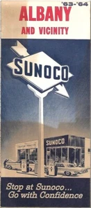 1963 SUNOCO Road Map ALBANY COLONIE RENSSELAER New York Thruway Westmere Airport - Picture 1 of 4