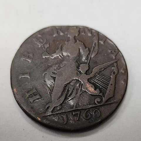 1760 Voce Populi Colonial Copper Halfpenny - VF or Better RJTR10 Cover