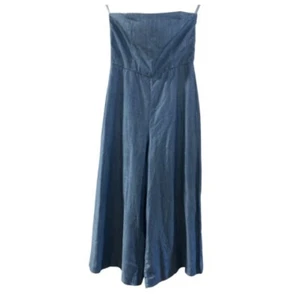 Tuta gamba larga tagliata White House Black Market blu senza spalline taglia 4 - Foto 1 di 7