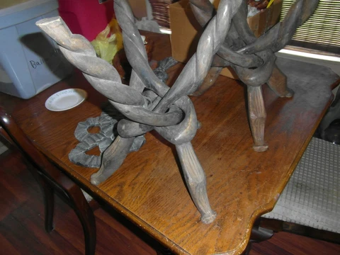 2 Vintage Rustic Lodge twisted Driftwood  end table stand carved driftwood Cover